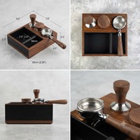Ensemble de tamper à café en bois écologique avec plateau gradué, poignée en acier inoxydable, design moderne, outils à café