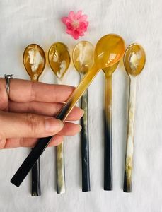 High Quality Natural Horn <b>Gold</b> Plated Mirror Salad <b>Serving</b> <b>Spoon</b> Customized Design Eco-Friendly Home Hotel Wedding Party - Product Image 6