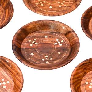 Juego de 6 Platos de Madera Tallados Tradicionales Ecológicos, Platos Redondos de Madera 100% Premium al por Mayor - Product Image 6