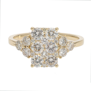 Elegant Vintage-Inspired 14K <b>Gold</b> Rhodium Plated Women's Engagement <b>Cocktail</b> <b>Ring</b> Multi-Stone Natural Diamond Cluster Classic - Product Image 1