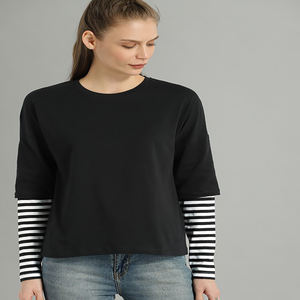 Nueva camiseta personalizada de cuello redondo y manga completa para mujer, algodón suave, personalización de color y diseño, pedidos a granel hechos en la India - Product Image 3