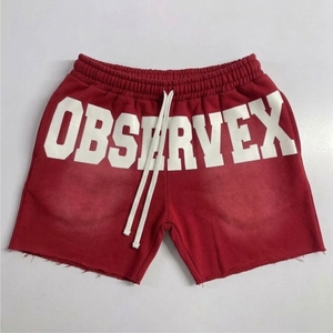 Pantalones Cortos de Algodón 100% Lavado de 420GSM, Estilo Vintage, Streetwear Americano, Hip Hop, Aspecto Desgastado, Venta al Por Mayor - Product Image 4