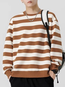 Sudaderas clásicas a rayas Otoño Invierno nueva marca de moda Top Retro suelto cuello redondo pulóver sudaderas digitales - Product Image 5