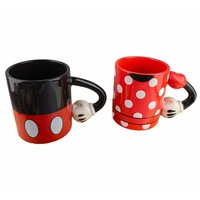 Mug à café en céramique personnalisé pour couple, design de dessin animé 3D semi-sculpté, vente en gros OEM, cadeau