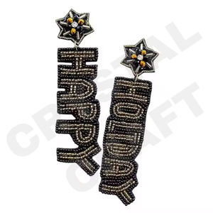 Pendientes de cuentas de pájaro peculiar para mujer Color patriótico naranja blanco azul para boda o día conmemorativo - Product Image 6