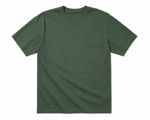 T-shirt court vert olive pour homme, 100 % coton, col rond, manches courtes, décontracté, couleur unie, jersey tricoté - Product Image 2