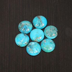 5 cabochons ronds en turquoise naturelle de 8MM, 6,00CTS - Product Image 2