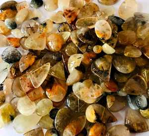 พลอยควอตซ์เจียระไนแบบหลังเบี้ยสีทองขัดเงารูปร่างผสม15x20มม. ถึง20x40มม. หินหลวมสำหรับทำเครื่องประดับ - Product Image 5