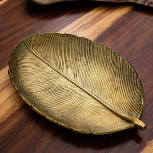 ถาดใส่ใบตองทรงใบยาวถาดสำหรับตกแต่งทองมีสไตล์อุปกรณ์จัดระเบียบจานหรูหราของขวัญแต่งงานสำหรับตกแต่งบ้าน - Product Image 4