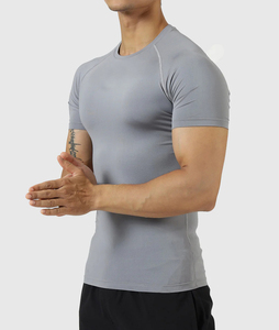 Hombres Gimnasio Compresión Debajo De La Capa Base Tops Manga Corta Secado Rápido Deportes Personalizado Hombres Gimnasio Manga Corta Camisas De Compresión En Blanco - Product Image 4