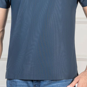 100% algodón de alta calidad respetuoso con el medio ambiente patrón sólido azul marino Jersey tela liso teñido ejecutivo para Polo camisa frente ropa Casual - Product Image 3