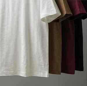 Custom Cotton <b>T</b>-<b>Shirts</b> Solid O-Neck Knitted Bamboo Fabric <b>Heavy</b> OEM Custom Print Blank <b>t</b> <b>Shirt</b> - Product Image 2