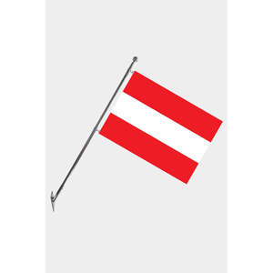 Ensemble de mât de drapeau télescopique autrichien mural en aluminium avec drapeaux en polyester imprimés numériquement 3x5 pieds pour les agences d'assurance et de voyages - Product Image 1