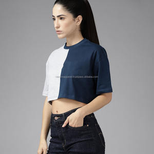 Nardon Apparel Custom Women's <b>Summer</b> Crop Tops Sexy Short Sleeve Cotton T Shirts with Button <b>Decoration</b> - Product Image 3