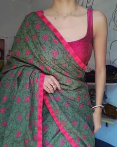 Moderno Chanderi Algodón Saree Tendencia para Bodas Graduaciones Ocasiones EN LA Playa - Product Image 4