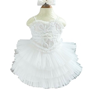 Vestido de Princesa ViODM de 3 Capas con Encaje, Sin Mangas, Hasta la Rodilla, con Cuentas, Ecológico, para Bebés Niñas, Bodas, Ceremonias, Cumpleaños de Verano - Product Image 1