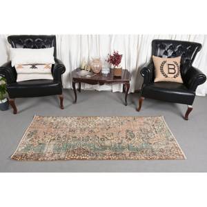 Tapis Vintage en Laine Turque Classique Beige Vert 2.5 X 5.9ft Grande Surface Rectangle Patchwork Design pour Couloir Chambre Sans Latex - Product Image 2