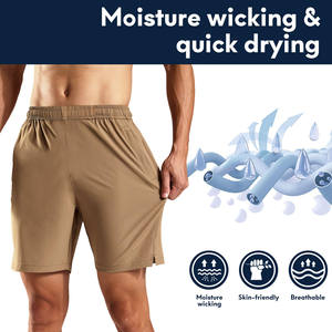 Pantalones cortos para hombre con etiqueta de logotipo personalizado, cintura elástica, pantalones cortos ligeros de secado rápido elásticos, pantalones cortos deportivos cómodos para hombre con bolsillos - Product Image 3