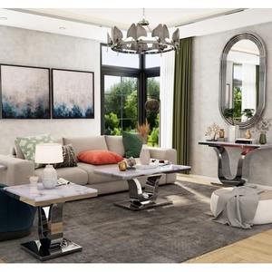 Mesa de Comedor de Mármol de Lujo, Muebles de Estilo Europeo, Juego de Mesa de Comedor, Base de Acero Inoxidable, Mesa y Sillas de Comedor - Product Image 1