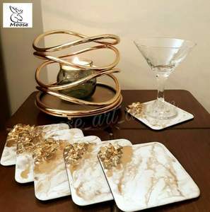 Magnifique caboteur en résine époxy effet marbre pour table de luxe - Product Image 3