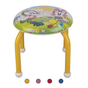 Sgabello Imbottito Moderno per Bambini 24x25.5 cm per Casa, Camera da Letto, Soggiorno o Asilo, in Plastica e Acciaio - Product Image 1