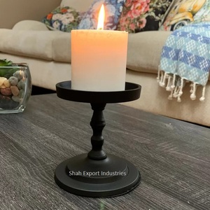 เชิงเทียนอลูมิเนียมสีดำแบบมีสไตล์สำหรับงานเลี้ยงงานแต่งงานโต๊ะโคมไฟตกแต่งเสาเทียน - Product Image 2