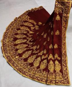 Blusa Étnica de Seda con Bordado de Encaje, Sari Indio a Bajo Precio, para Fiestas, con Pedrería, Tejido de Chifón Lavable, de Lujo - Product Image 2