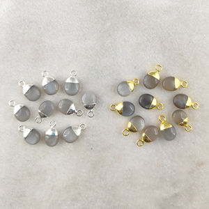 จี้อัญมณีสีทองรูปพระจันทร์สีเทาชุบด้วยไฟฟ้าขนาด8-10มม. เครื่องประดับจี้เงิน925 - Product Image 2