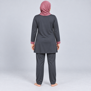 Muslim Women 3-Piece Islamic Burkinis Modest Set <b>Plus</b> <b>Size</b> Quick Dry Breathable Solid High Modest 3 Piece <b>Burkini</b> Set - Product Image 3