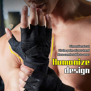 New Summer Half Finger Leather Gym <b>Gloves</b> for <b>Weight</b> Lifting Non-Slip Unisex Made in Pakistan - Product Image 3