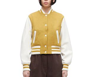 Veste universitaire en laine de haute qualité personnalisée en gros coupe-vent pour les sports d'hiver veste de baseball à manches en cuir courtes - Product Image 4