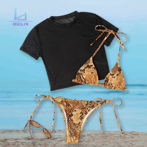 Fabricante personalizado de alta calidad de secado rápido corto de manga larga Camiseta Tankini traje de baño para mujer logotipo personalizado impreso moda traje de baño - Product Image 4