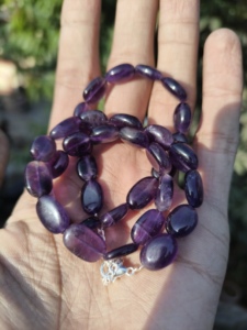 สร้อยคอประดับพลอยอะมีทิสต์ทรงเหลี่ยมขนาด 8 มม. ทำจากเงินแท้ สไตล์โบฮีเมียนและฮิปปี้ ของขวัญวันครบรอบ - Product Image 3