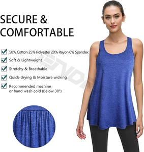 Camiseta sin mangas deportiva para mujer, hecha a medida, precio al por mayor, algodón de color sólido de talla grande para adultos - Product Image 3