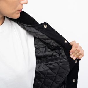 OEM personalizado de gran tamaño de las mujeres Varsity chaqueta Y2K Streetwear Universidad de béisbol Letterman abrigo de lana mangas de cuero - Product Image 4