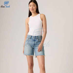 Shorts Vaqueros Cargo de Mezclilla Lavada Transpirable de Cintura Alta para Mujer, Logotipo Personalizado y Diseño Impreso, Suministro al por Mayor para Verano - Product Image 6