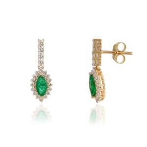 Vintage 18K Gold Chandelier Drop <b>Earrings</b> with <b>Pearl</b> and Moissanite for Wedding - Product Image 1