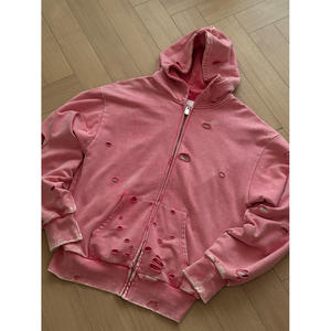 Custom Logo Vintage Acid Washed <b>Zip</b> <b>up</b> <b>Hoodie</b> and Loose Fit Sweatpants Set 100% Cotton Distressed Men's Tracksuit - Product Image 4