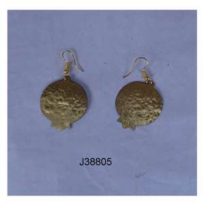 Antique Matte Gold Hammered Pomegranate Dangle <b>Earrings</b> Women's <b>Handmade</b> Ethnic Party Fashion Jewelry Limited Edition - Product Image 4