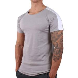 Venta al por mayor de alta calidad hombres gimnasio camiseta hombres ropa deportiva logotipo personalizado hombres Slim Fit algodón en blanco camisetas contraste de color - Product Image 1
