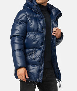 Custom Design Windproof Warm Winter Streetwear High Quality Designer Waterproof Hooded <b>Denim</b> Puffer <b>Jacket</b> - Product Image 4