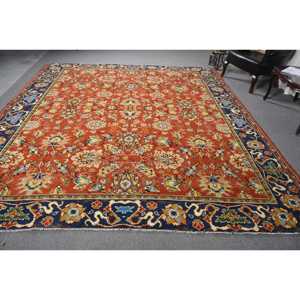 Tapis turc 9,6 x 10,7 pieds, tapis vintage surdimensionné, tapis à fleurs rouges - Product Image 1