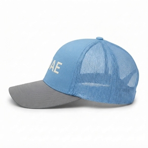 Gorra Trucker de Malla con Logotipo Bordado, Visera Gris Azul Claro, 6 Paneles, Ajustable, Unisex, Casual, Primavera Verano, Logotipo Personalizado, Venta al por Mayor, OEM - Product Image 2
