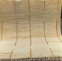 Tapis marocain beige Beni Mrirt en laine, tissé à la main, tapis marocain artisanal, tapis marocains OEM, tapis décoratifs géométriques pour la maison