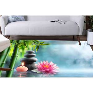 Tapis Zen Stone & Lotus : Décoration de salle de bain spa, tapis moderne, tapis en chenille - Product Image 5