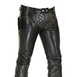 Pantalones de cuero informales de moda para motocicleta, logotipo personalizado y color, el mejor diseño, ropa de calle de cintura alta con cierre de mosca de botón - Product Image 3