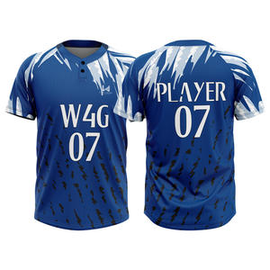 Maillots de baseball pour hommes sur mesure en polyester/coton, col en V, écologiques, patchwork personnalisé, logo sur le devant, respirants, maillots de softball - Product Image 3