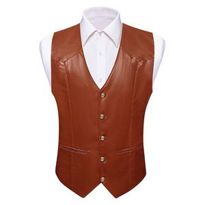Gilet de costume en cuir véritable pour hommes gilet de cow-boy occidental décontracté col en V gilet léger de qualité supérieure sur mesure 2025 nouveau Style gilets - Product Image 4