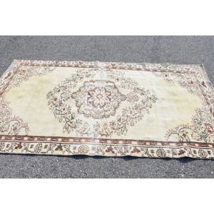 Tapis traditionnel en laine Patchwork marron Beige 4.5x8.4 pieds fait à la main couloir turc Rectangle support en Latex pour tapis de chevet vivant - Product Image 3