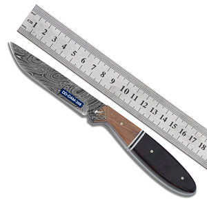 Couteau de chasse personnalisable fait à la main DD-DAM-265 lame en acier damas gaine en cuir gaufré Logo gravé-OEM Options - Product Image 4
